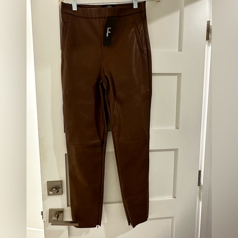 Brown pleather leggings
